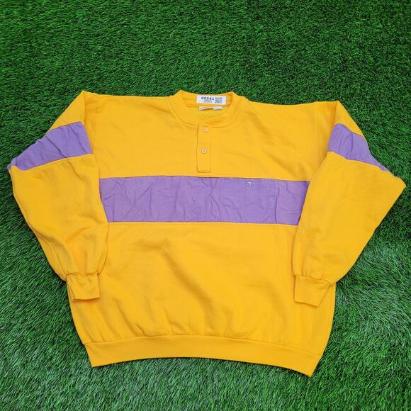 Vintage St-Johns Bay Sweatshirt XL 24x25 Yellow Purple - Picture 1 of 10